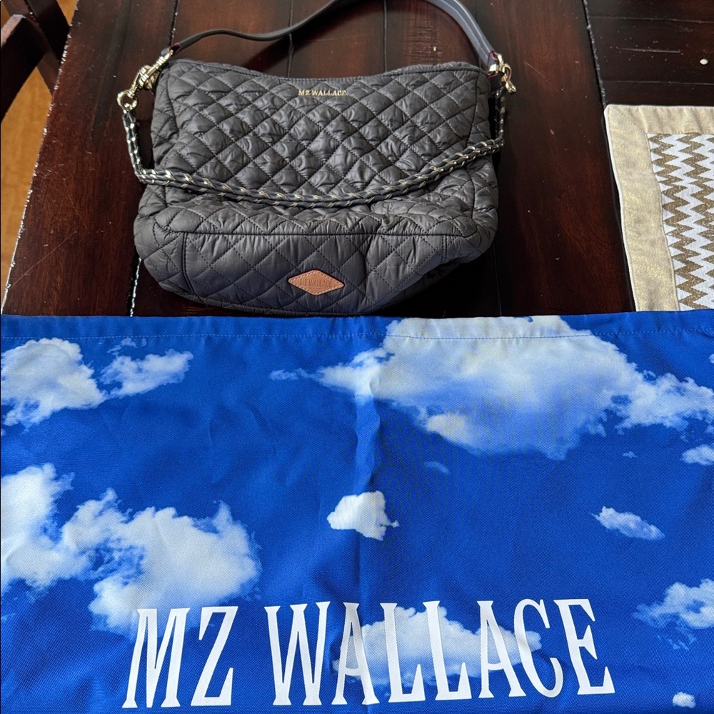 MZ Wallace Quilted Dark Gray Shoulder Bag